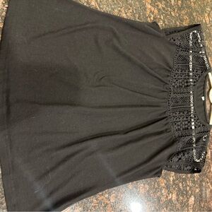 Elegant Black Lace Detail Skirt